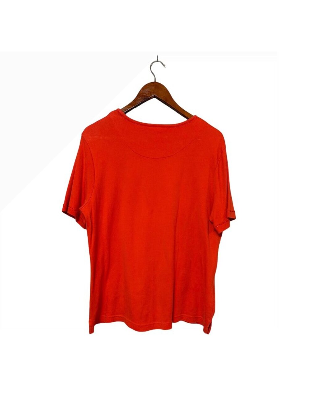 Orange Cotton T-Shirt Giraffe & Floral Appliqué Short Sleeves Beaded Neckline - Picture 4 of 7